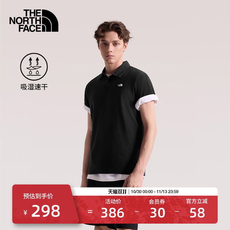 北面速干衣短袖POLO衫男运动上衣户外透气TheNorthFace