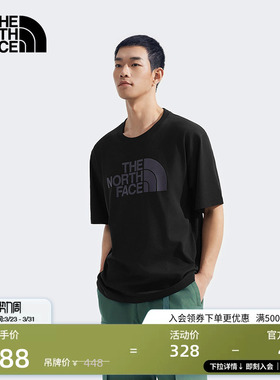 北面男女同款纯棉印花LOGO短袖T恤户外透气新款TheNorthFace|8D7X