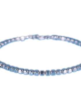 足银方块手链女小众设计S925纯银手链手镯碎银几两生日母亲节礼物