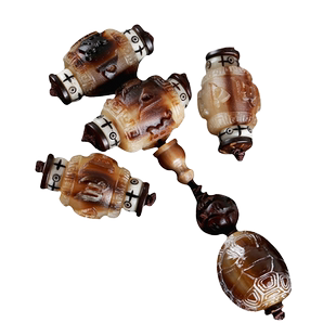 牛角三通配饰套装金刚星月菩提子108佛珠文玩手串套餐四件全套男