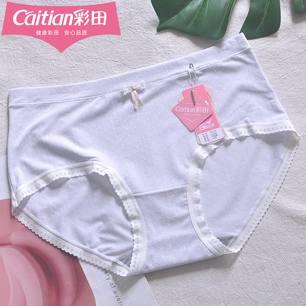 彩田内裤头15119中腰莫代尔少女可爱蝴蝶结蕾丝花边包臀7A石墨烯