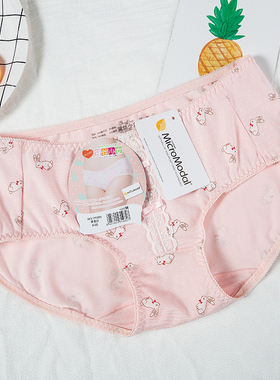 包邮黛丝少女内裤头清新配色小动物莫代尔中低腰女士三角裤21980