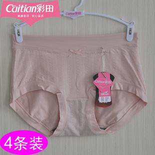 舒适莫代尔棉抑菌石墨烯底裆底裤 女秋冬款 中腰31618 彩田内裤 4条装