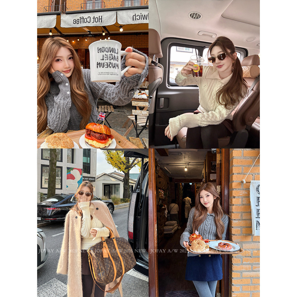 小侨jofay 韩韩欧尼 2025秋冬新款女款韩系麻花翻领毛衣上衣