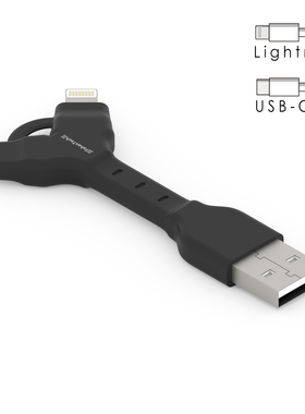 美国 FahanTech 一体成型一拖二钥匙扣充电线 安卓Type-C