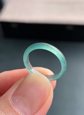 天然A货翡翠 冰种9号天空蓝男女戒指指环素圈戒圈尾戒LCB5