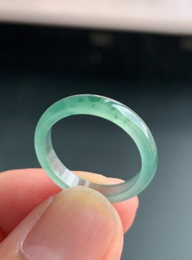 天然A货冰种14号翡翠素圈戒指
