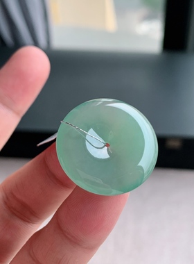 缅甸天然A货翡翠 满绿晴水绿平安扣14518-2挂件吊坠L22