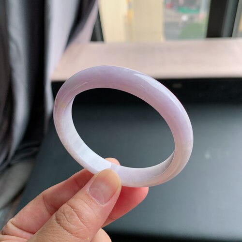 缅甸A货翡翠手镯58圈口淡紫罗兰