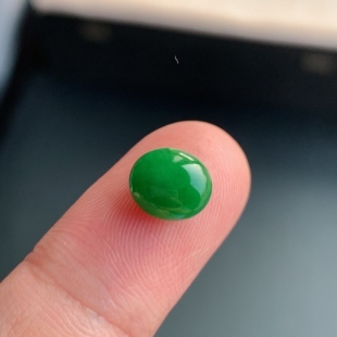 冰糯种满绿菠菜绿蛋面戒面L15 缅甸天然A货翡翠