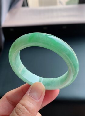 缅甸A货翡翠手镯53圈口满绿
