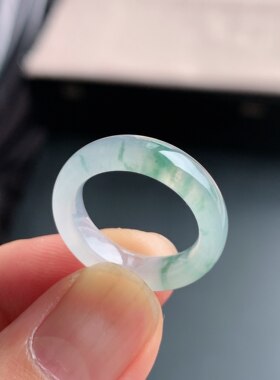 缅甸天然A货冰种翡翠飘花戒指