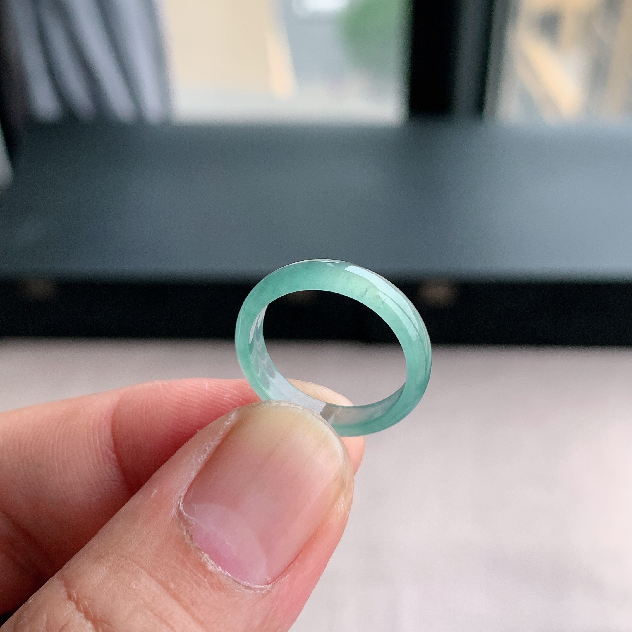 天然A货翡翠冰种12号白月光戒指