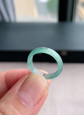 天然A货翡翠 冰种12号白月光男女戒指指环素圈戒圈尾戒LGC2