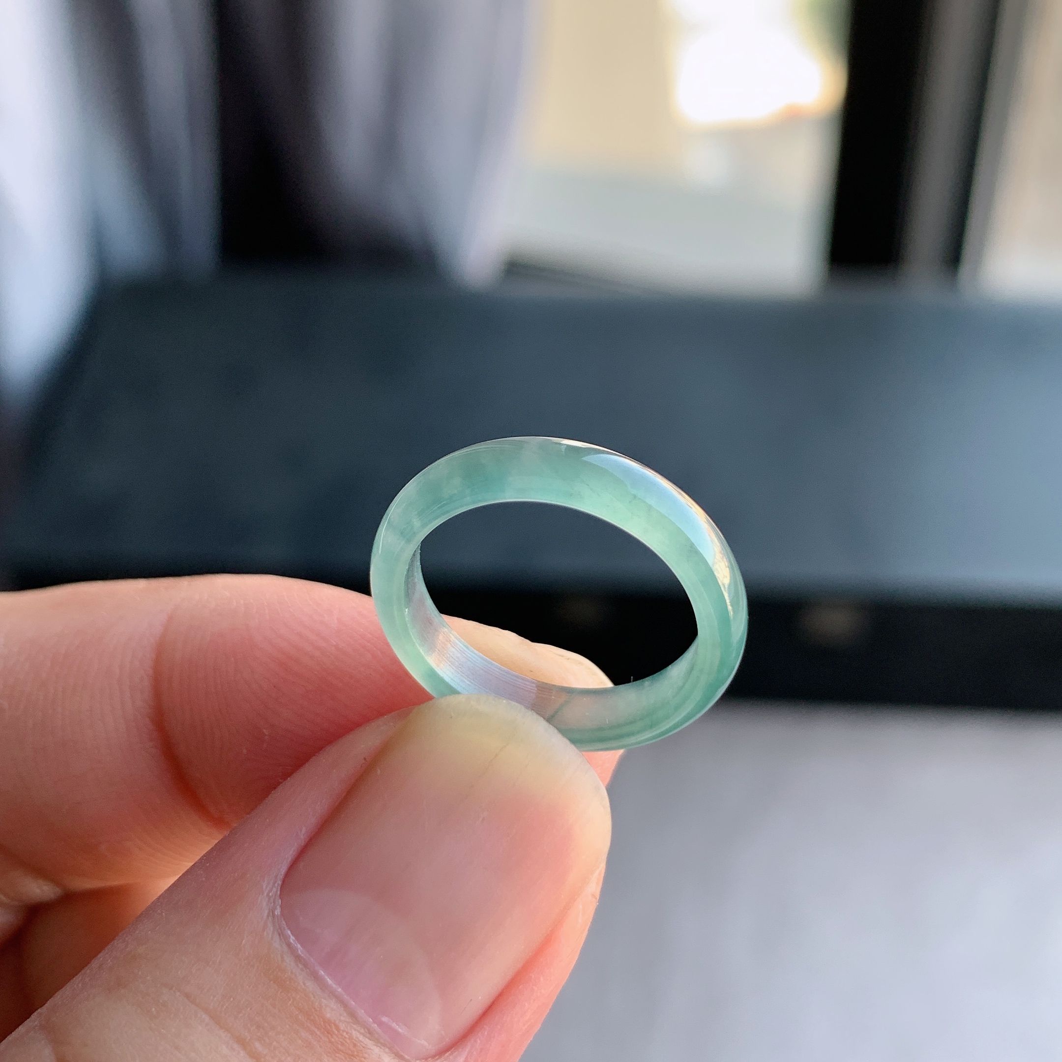 天然A货翡翠冰种10号白月光戒指