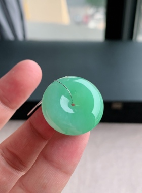 缅甸天然A货翡翠 满绿果绿平安扣4618-2挂件吊坠L22