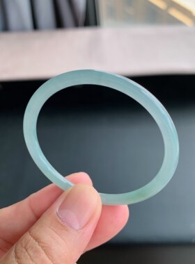 天然A货翡翠50圈口奶奶灰手镯