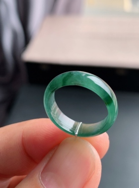 天然A货翡翠 冰种14号冰飘花戒指指环戒圈尾戒素圈22300662