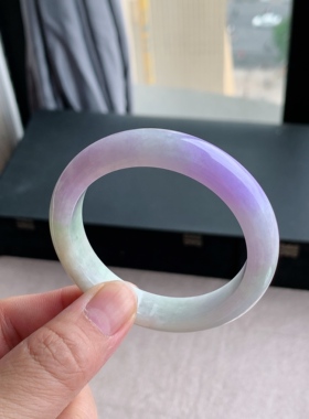 缅甸天然A货翡翠 56圈口紫罗兰正圈手镯玉镯T5