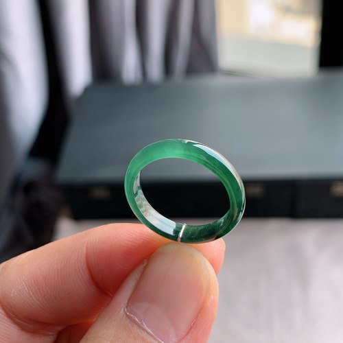 天然A货冰种湖水绿翡翠指环