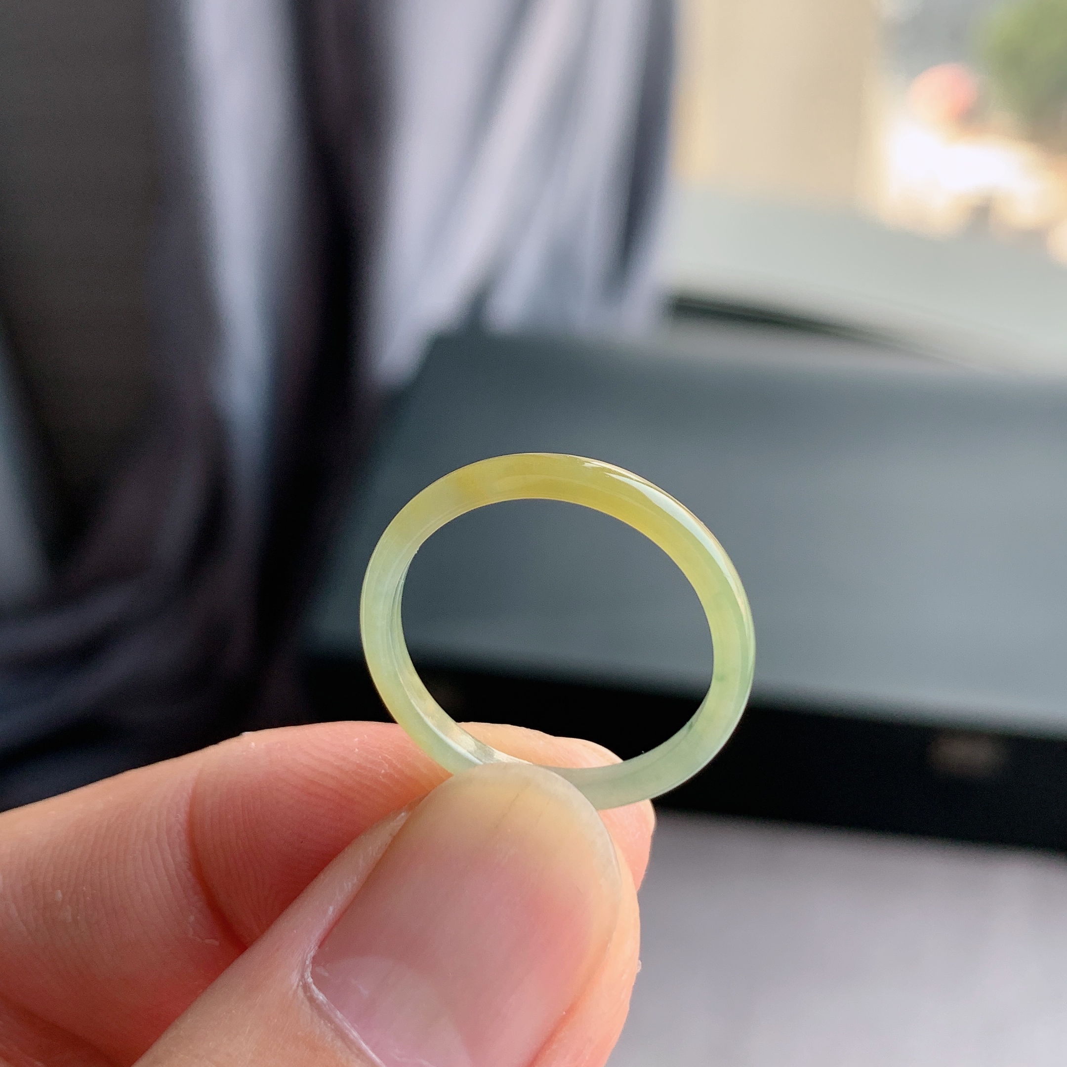 天然A货翡翠冰糯种16号黄翡戒指