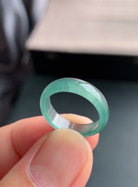 天然A货翡翠 冰种10号牛仔蓝男女戒指指环素圈戒圈尾戒LCF3