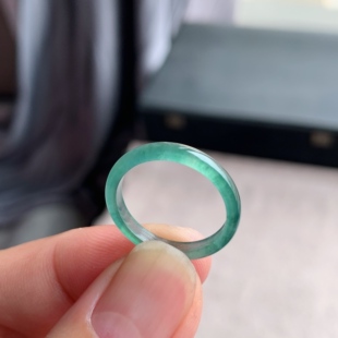 天然A货翡翠 冰种16号湖水绿男女戒指指环素圈戒圈尾戒XKA6