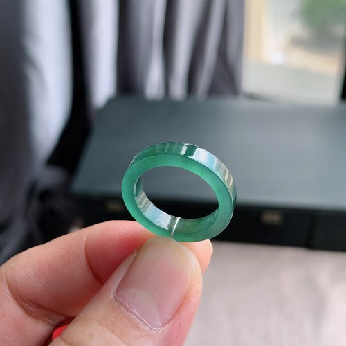 天然A货冰种晴水绿翡翠方戒