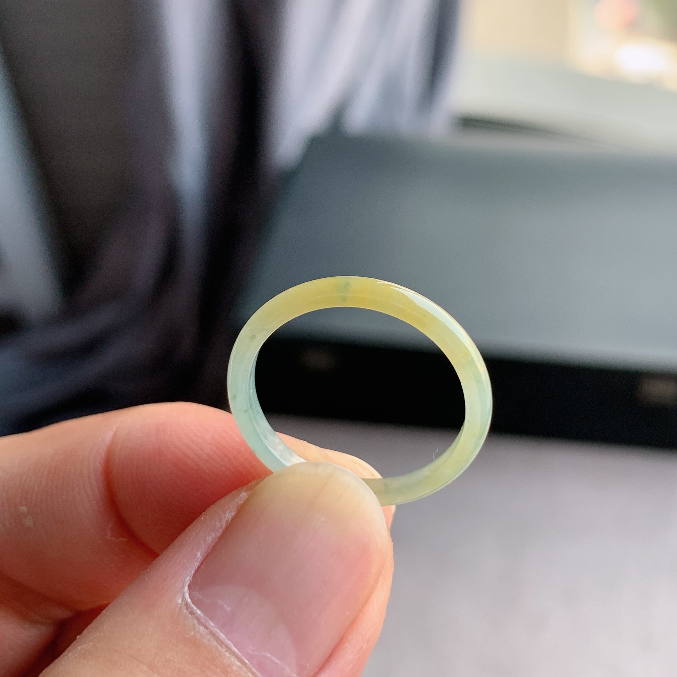 天然A货翡翠冰糯种18号黄翡戒指