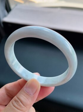 缅甸A货翡翠白月光正圈手镯