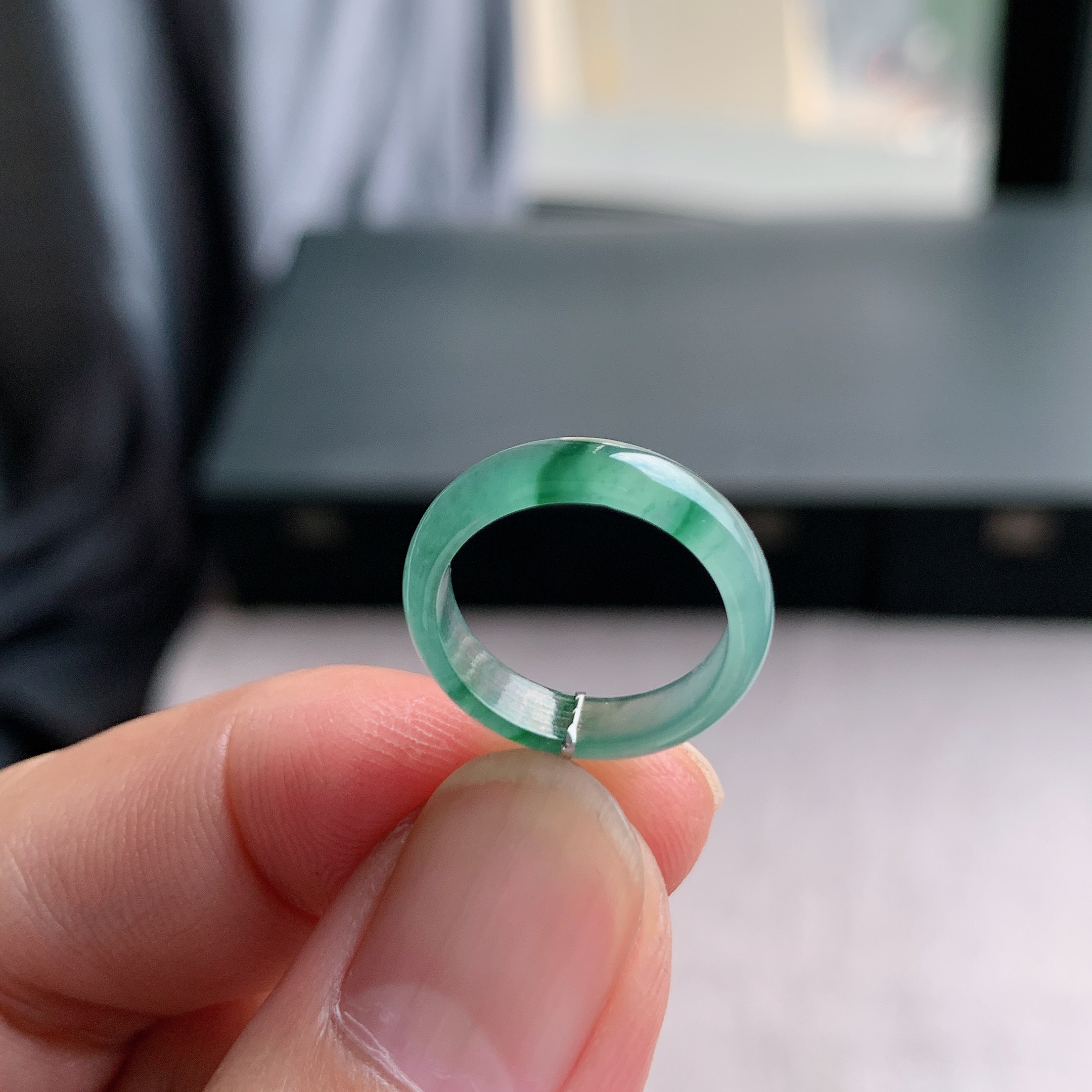 天然A货翡翠冰种7号戒指指环