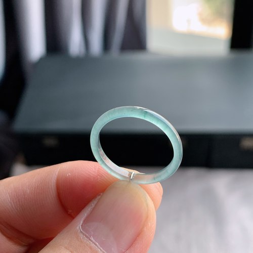 天然A货冰种翡翠白月光戒指