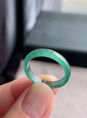 天然A货翡翠 冰种22号湖水绿男女戒指指环素圈戒圈尾戒XID4