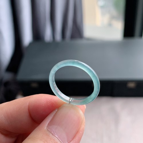 天然A货冰种白月光翡翠戒指