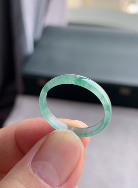 天然A货翡翠 冰种23号冰飘花男女戒指指环素圈戒圈尾戒XGA6
