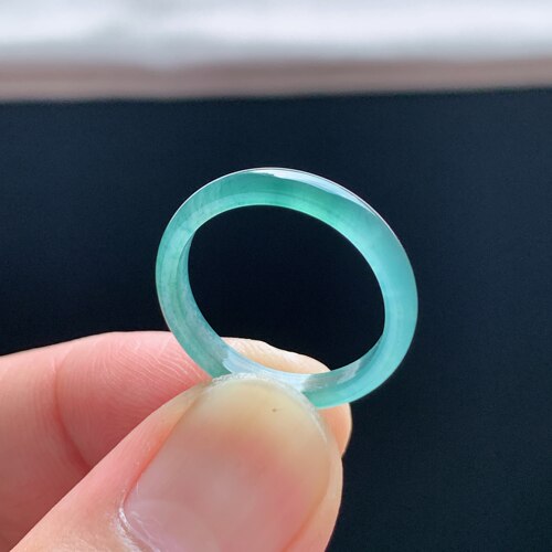 天然A货冰种紫罗兰翡翠素圈戒指