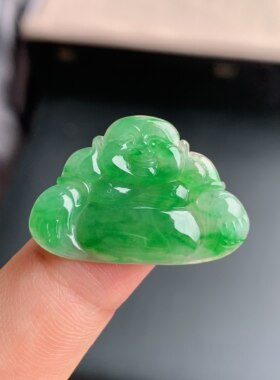 缅甸天然A货冰糯飘绿翡翠佛公