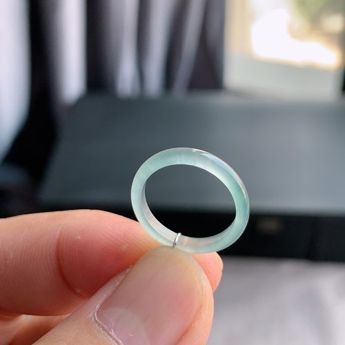 天然A货冰种白月光翡翠戒指