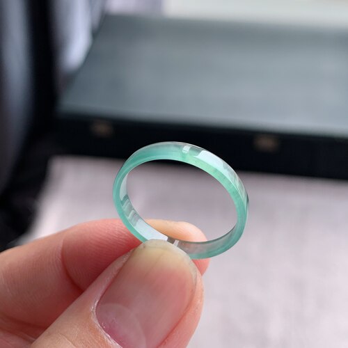 天然A货冰种白月光翡翠方戒