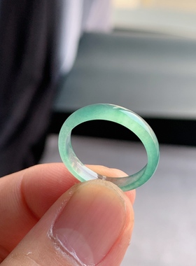 天然A货翡翠 冰种16号晴空蓝男女戒指指环素圈戒圈尾戒XDA4