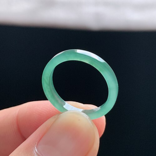 天然A货冰种晴水绿翡翠方戒
