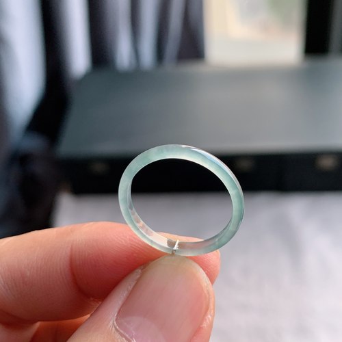 天然A货冰种白月光翡翠戒指