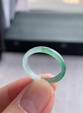 天然A货翡翠 冰种19号半山水男女戒指指环素圈戒圈尾戒XGD6