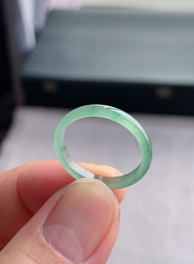 天然A货翡翠 冰种18号晴水绿男女戒指指环素圈戒圈尾戒XGD5
