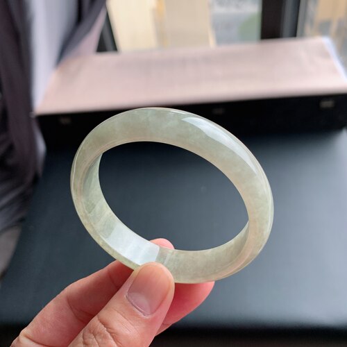 天然A货翡翠冰糯满黄翡宽边手镯