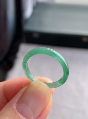 天然A货翡翠 冰种18号半山水男女戒指指环素圈戒圈尾戒XLD5