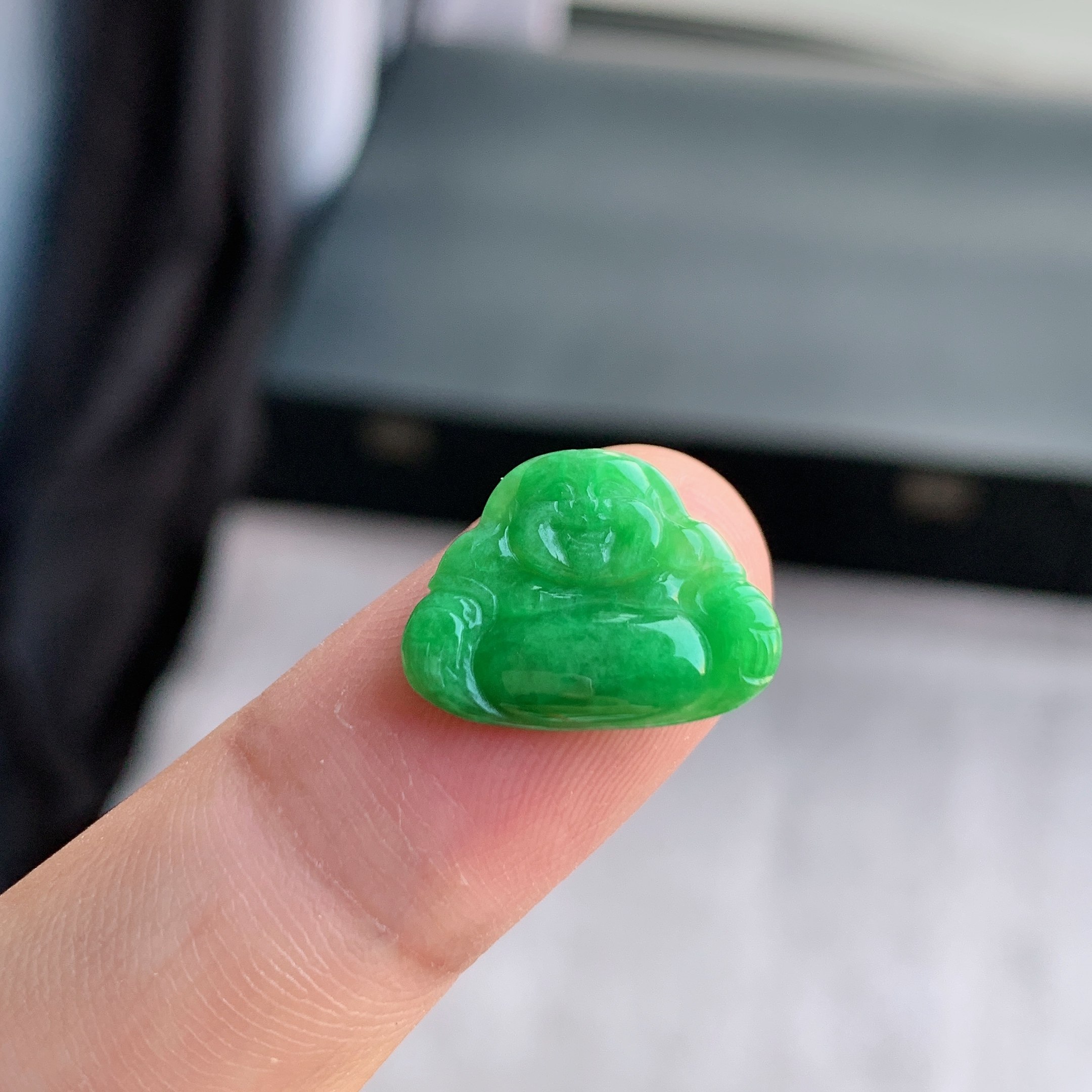 缅甸天然A货翡翠 满绿阳绿佛公小挂件吊坠镶件L26