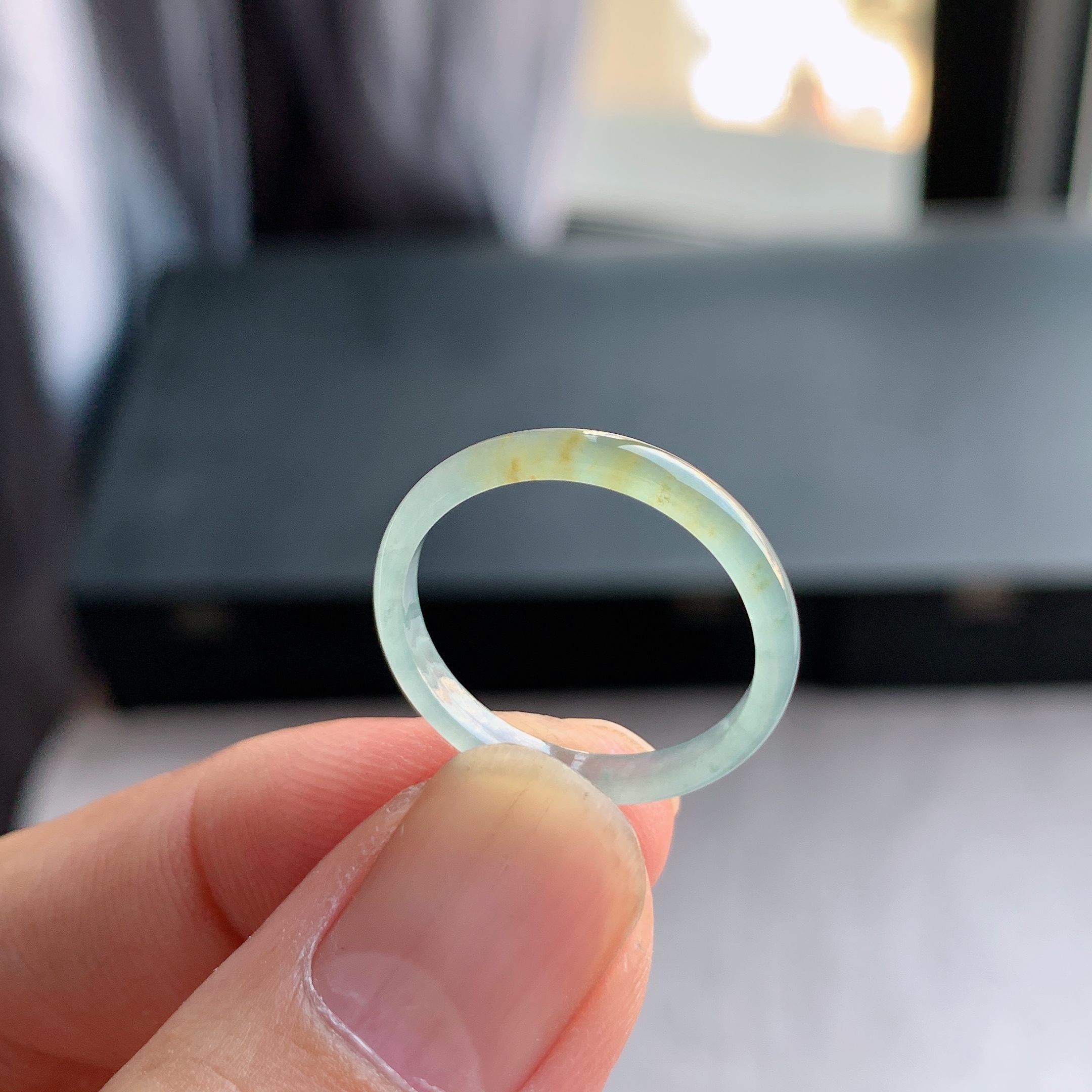 天然A货翡翠冰种18号冰黄翡戒指