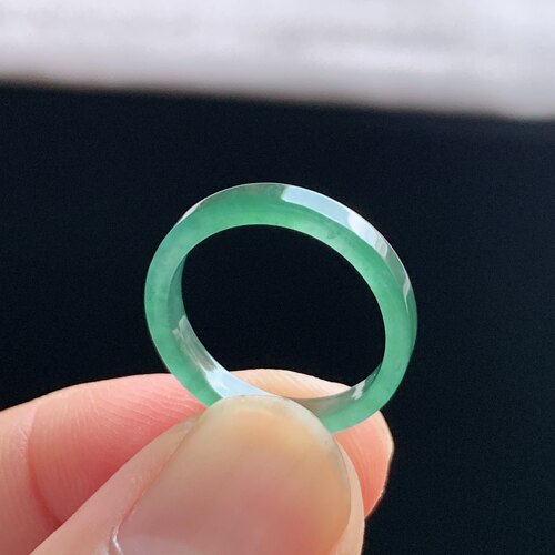 天然A货冰种晴水绿翡翠方戒