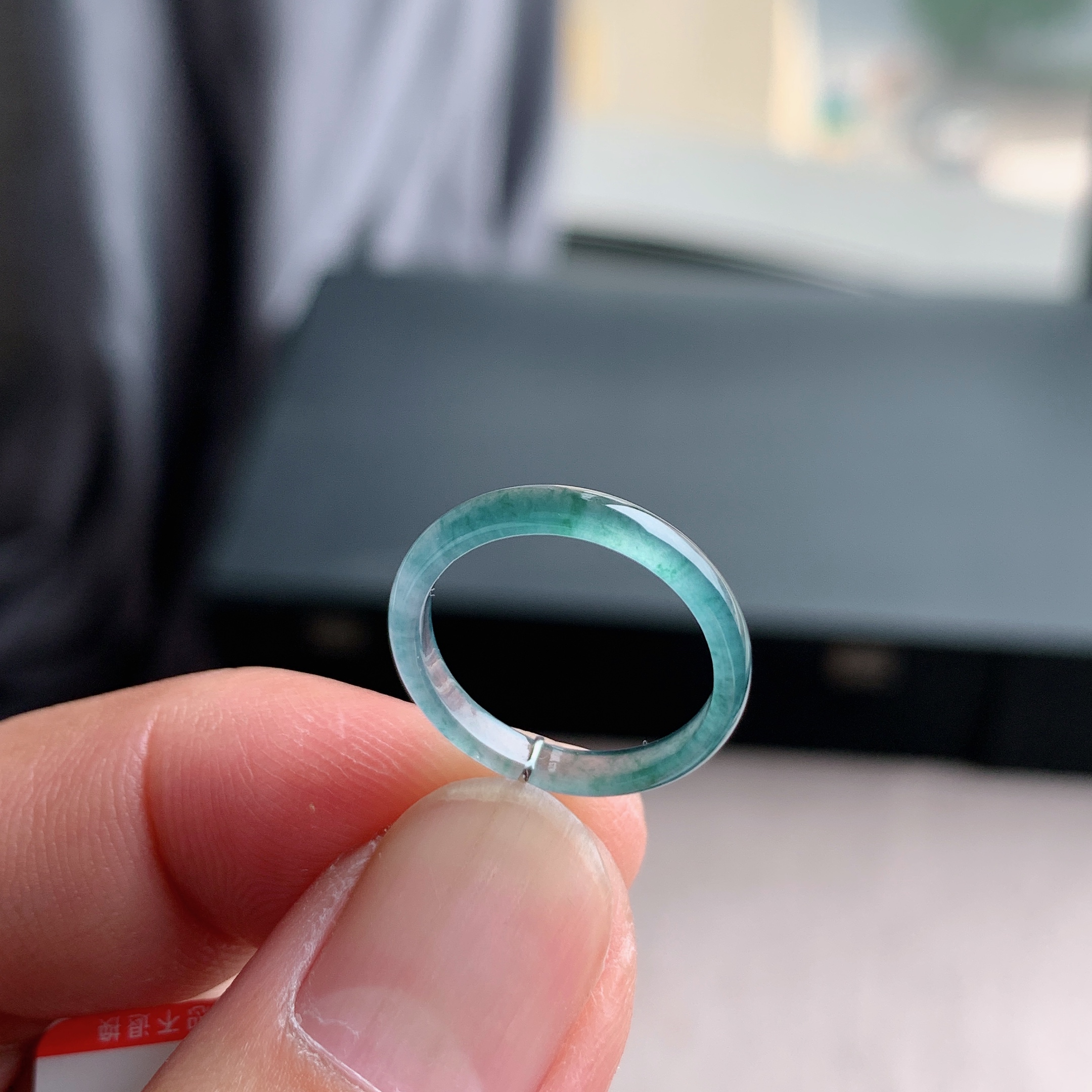 天然A货翡翠冰种9号牛仔蓝戒指